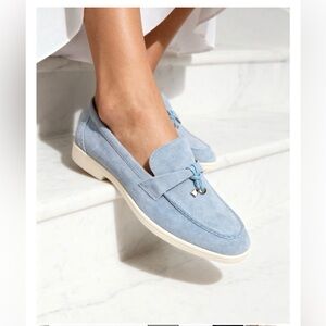 Light Blue Suede Loafers